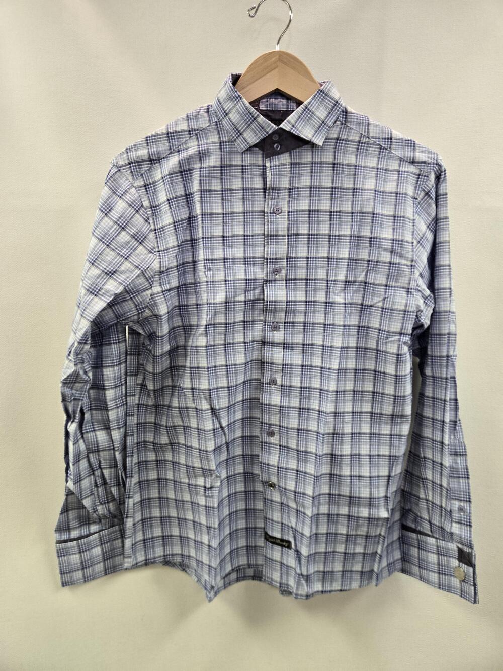 English Laundry Shirt Mens Medium Blue Plaid Blaque Label Long Sleeve Dress